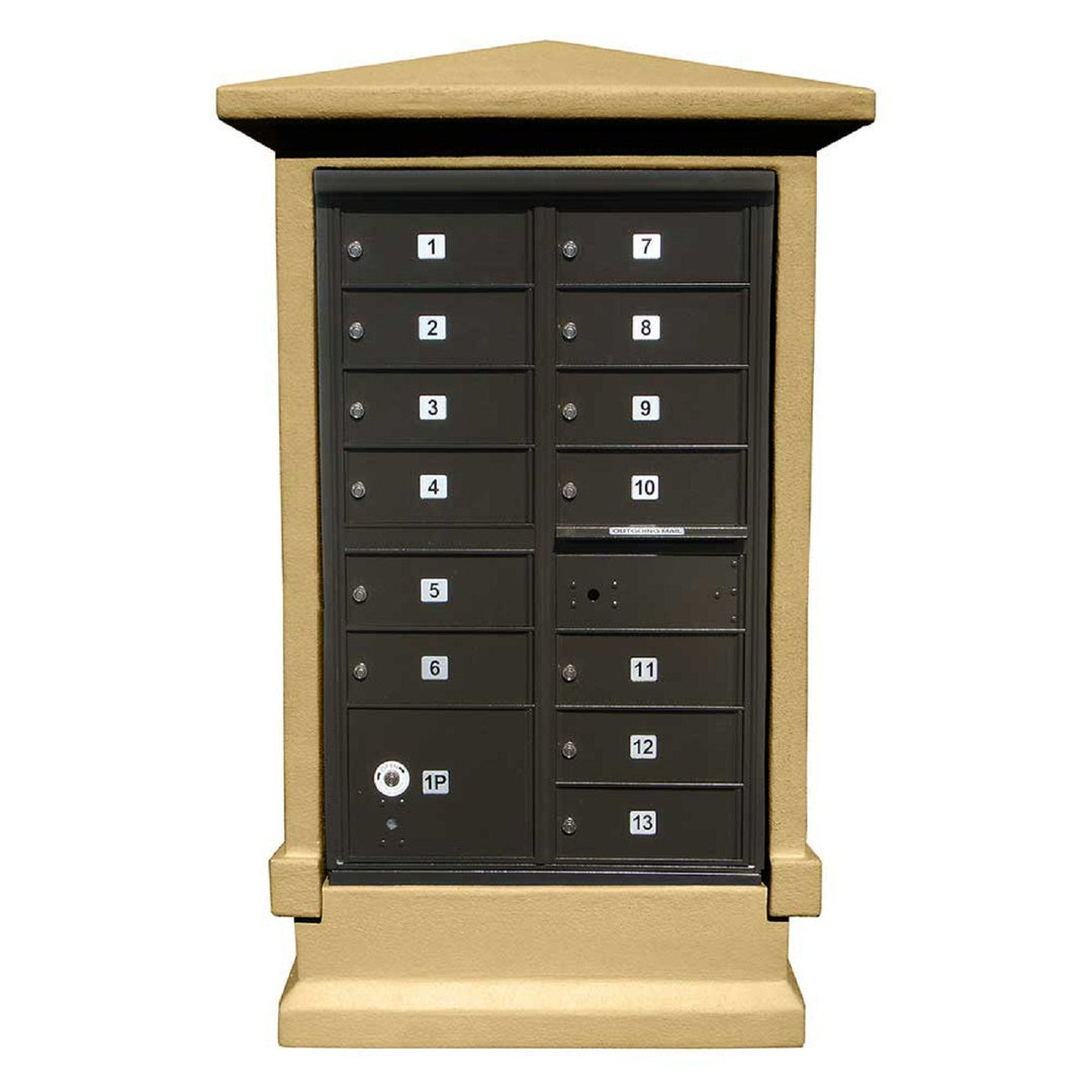 QualArc Short Pedestal Eastview Stucco Cluster Box Unit Mailbox Center