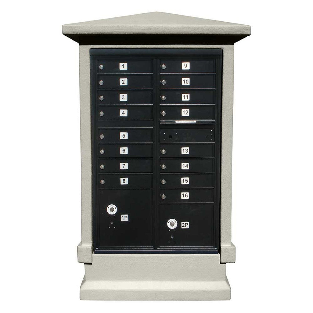QualArc Short Pedestal Eastview Stucco Cluster Box Unit Mailbox Center