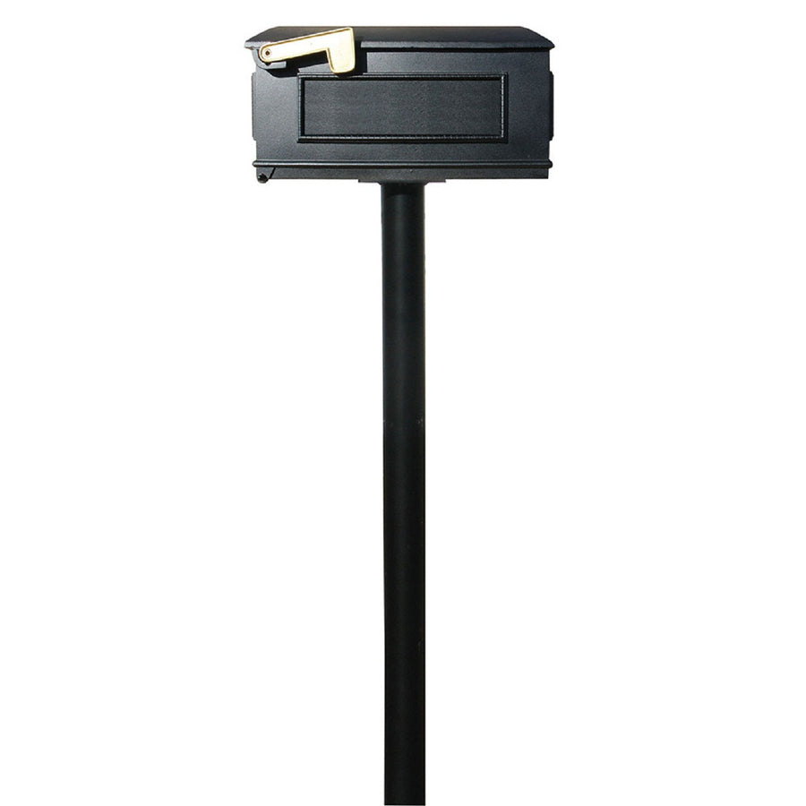 QualArc Hanford Single Mailbox Post System Cast Aluminum with a Single Lewiston Mailbox and Mounting Plate