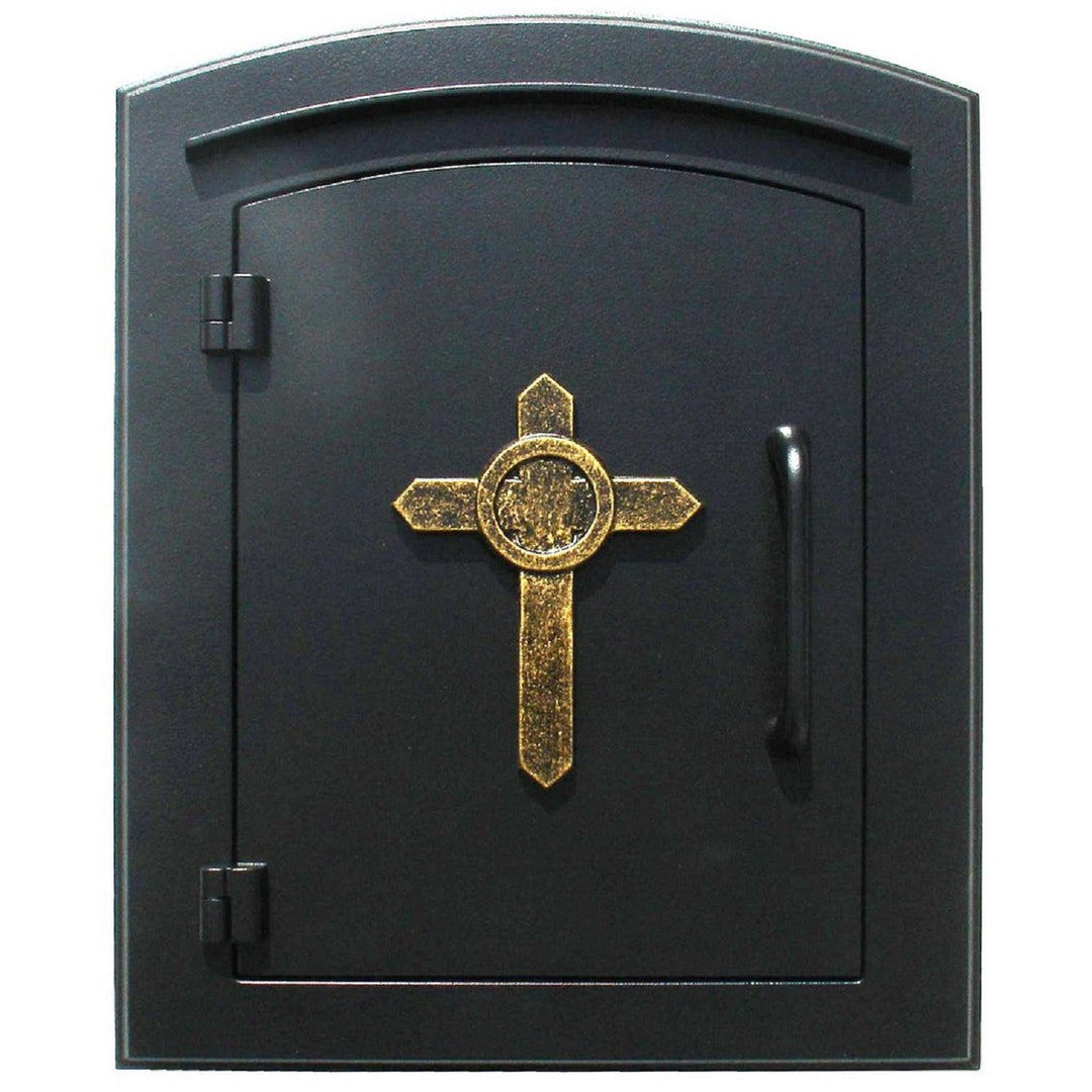 Qualarc Manchester Security Drop Chute Mailbox Decorative Cross Door Logo Faceplate