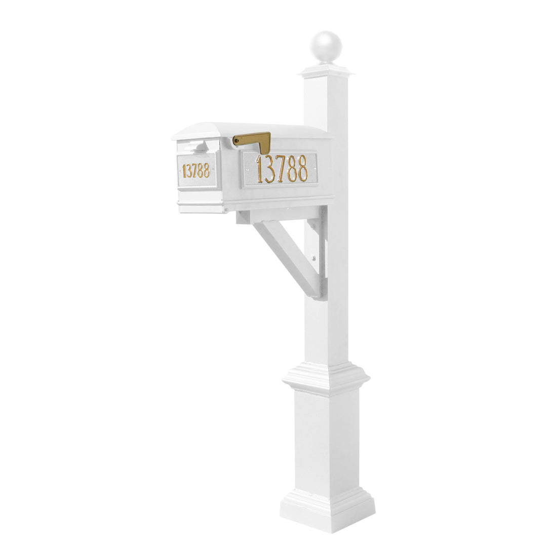 QualArc Westhaven System with Lewiston Mailbox, Square Base & Large Ball Finial