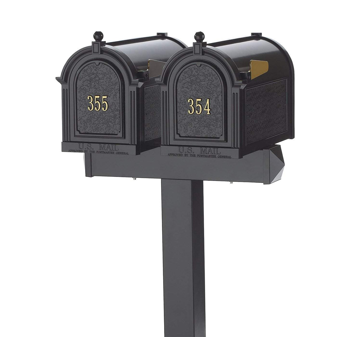 Whitehall Products Multi Mailbox Dual Capitol Package Multi 2 Two Family Black Personalized Custom Box Side View