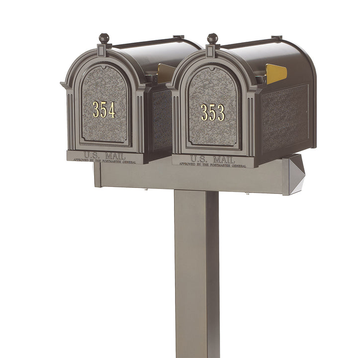 Whitehall Products Multi Mailbox Dual Capitol Package Side View Multi 2 Two Family Bronze Personalized Custom Box