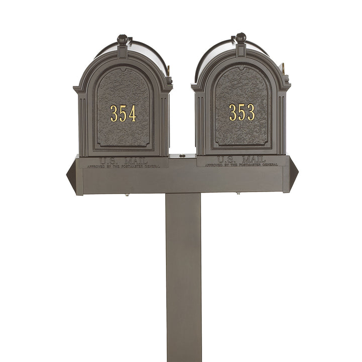 Whitehall Products Multi Mailbox Dual Capitol Package Multi 2 Two Family Bronze Front View Personalized Custom Box
