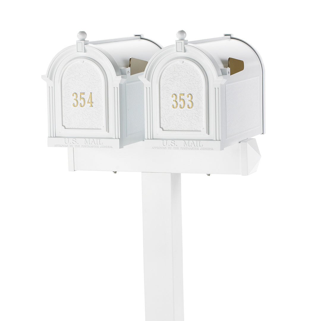 Whitehall Products Multi Mailbox Dual Capitol Package Side View Multi 2 Two Family White Personalized Custom Box