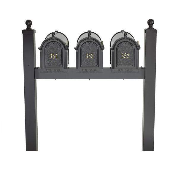 Whitehall Personalized Multi Mailbox Triple Package Posts and Customized Address Door Panels